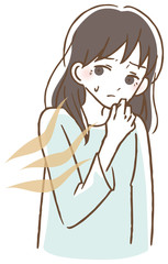 口臭くさい　女性　イラスト