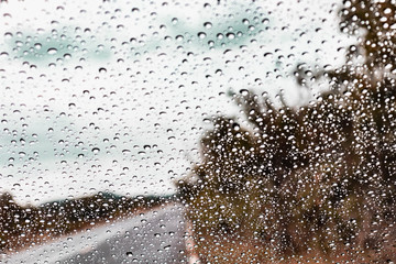 Rain on the windshield