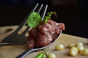 Place on prepared ground meat cooking spoon.