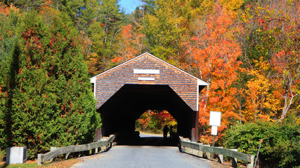 Historic Swiftwater covered bridge in rural Vermont