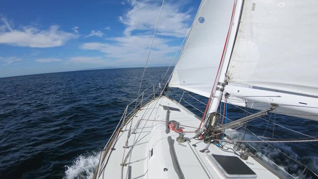 Sailboat Cruising Towards Catalina POV from Portside