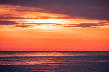 Beautiful red and orange sunset over the sea.
