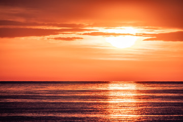 Beautiful red and orange sunset over the sea.