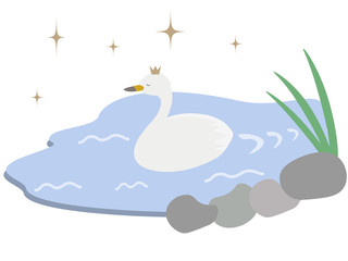 湖で泳ぐ白鳥のプリンセス