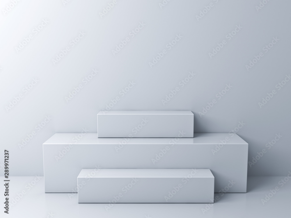 Poster abstract podium display background with minimal boxes on white room 3d rendering