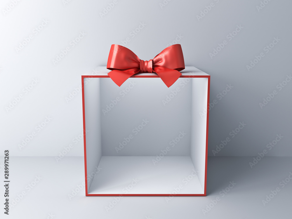 Aufkleber Blank empty display gift box showcase on white room background with shadow 3D rendering