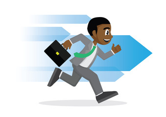 African Businessman running Success race.