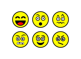 Emoticon icons set on a white background.