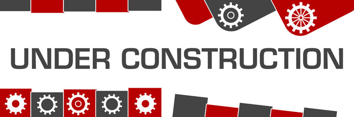 Under Construction Red Grey Random Shapes Gears 