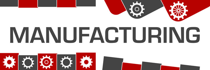 Manufacturing Red Grey Random Shapes Gears 