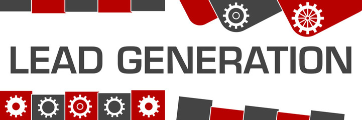 Lead Generation Red Grey Random Shapes Gears 