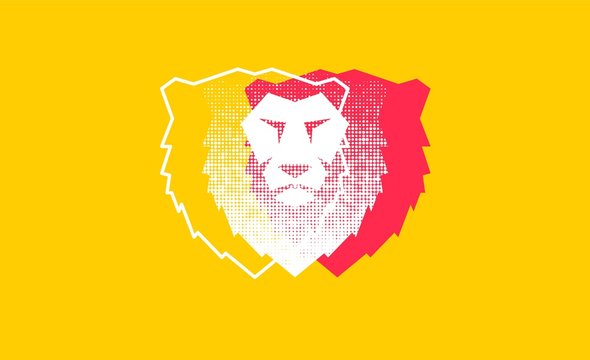 lion icon colorful and dot.