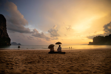 Beautiful sunrise over the tropical beach.