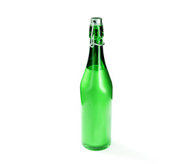 Glass bottle isolated with reflection. 3d render