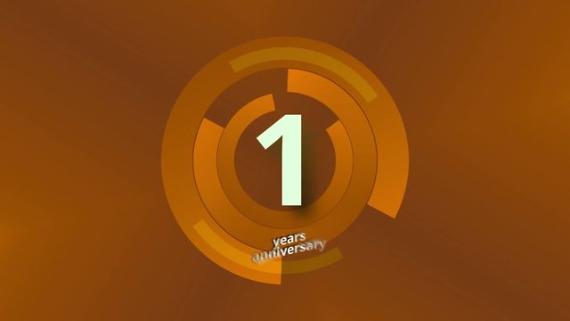 1 Years Anniversary Digital Tech Circle Gold Background 