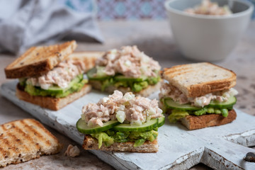 Healthy Tuna Sandwich with Avocado and Cucumber