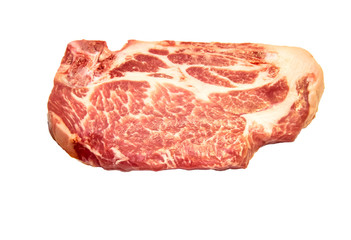 Obraz premium Pork neck cut steak on white background