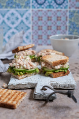 Healthy Tuna Sandwich with Avocado and Cucumber