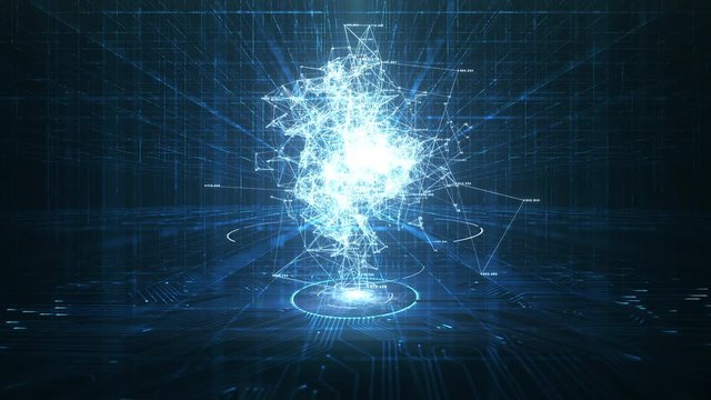 Artificial intelligence (AI) animation and big data concept.