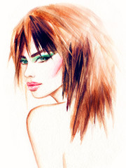 schöne Frau. Modeillustration. zeitgenössische Aquarellmalerei © Anna Ismagilova