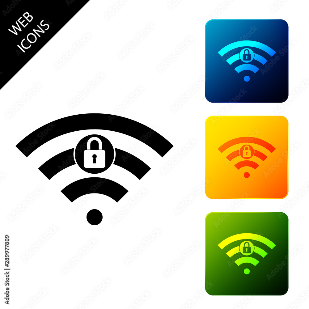 Poster wifi locked sign icon isolated on white background. password wi-fi symbol. wireless network icon. wi