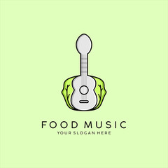 the combination with a spoon, guitar and leaf becomes the food music logo