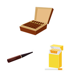 Vector design of cigarette and tobacco icon. Set of cigarette and nicotine stock vector illustration.