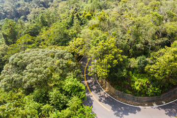aerial view of road in forest at Sun Moon Lake