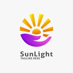 Logo design of sunlight in hand