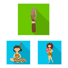 Vector illustration of evolution and prehistory logo. Collection of evolution and development stock symbol for web.