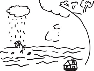 It rained until flooding the house Agricultural crops fell dead causing people regret.