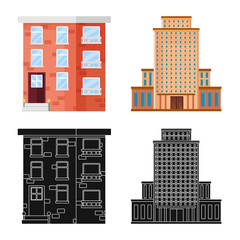 Fototapeta premium Vector illustration of municipal and center symbol. Set of municipal and estate stock symbol for web.