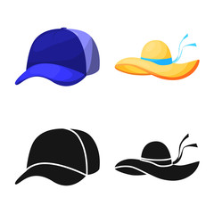 Isolated object of clothing and cap symbol. Set of clothing and beret stock symbol for web.
