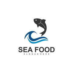 Naklejka premium fish logo template, design concept vector, sea food