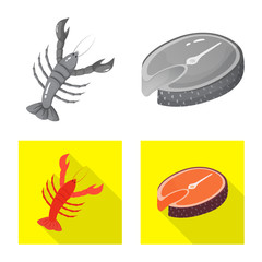 Vector illustration of fresh and restaurant icon. Set of fresh and marine vector icon for stock.