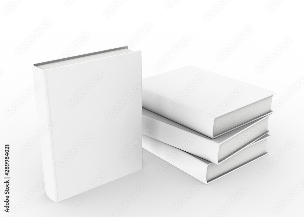 Poster template empty book mockup set white background , 3d rendering