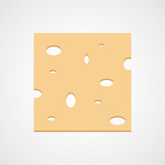 A square slice of cheese. Vector illustration