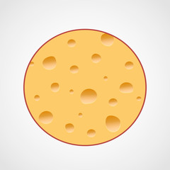 A round piece of cheese. Vector illustration