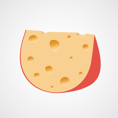 Appetizing slice of cheese. Vector illustration