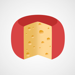 Appetizing round cheese. Vector illustration