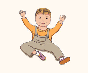  A little boy. Color image of a cheerful child. Vector illustration.