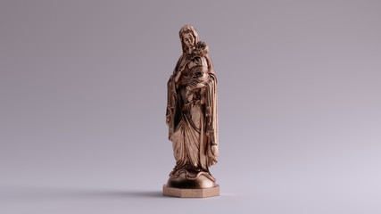 Bronze Mary an Child Statue Left 3d illustration 3d render