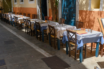 Strassenrestaurant in Rethymnon, Kreta, Griechenland