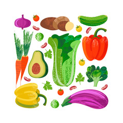 Happy world vegetarian day. Vector illustration with hand drawn unique textures.