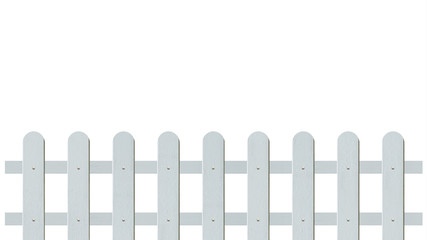 White wooden fence isolated on white background. Object with clipping path