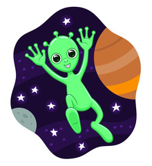 Cute alien in space