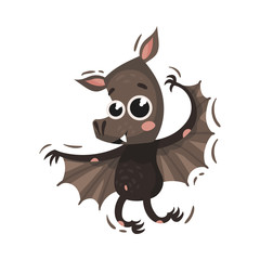 Cute black bat. Vector illustration on a white background.