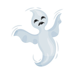 White ghost. Vector illustration on a white background.