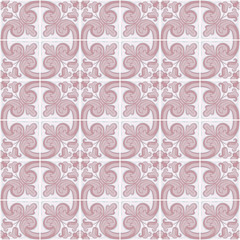 Аzulejo ceramic tile. Traditional Portuguese ornament in pastel palette. Vector seamless pattern.