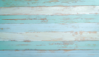 vintage beach wood background - old blue color wooden plank